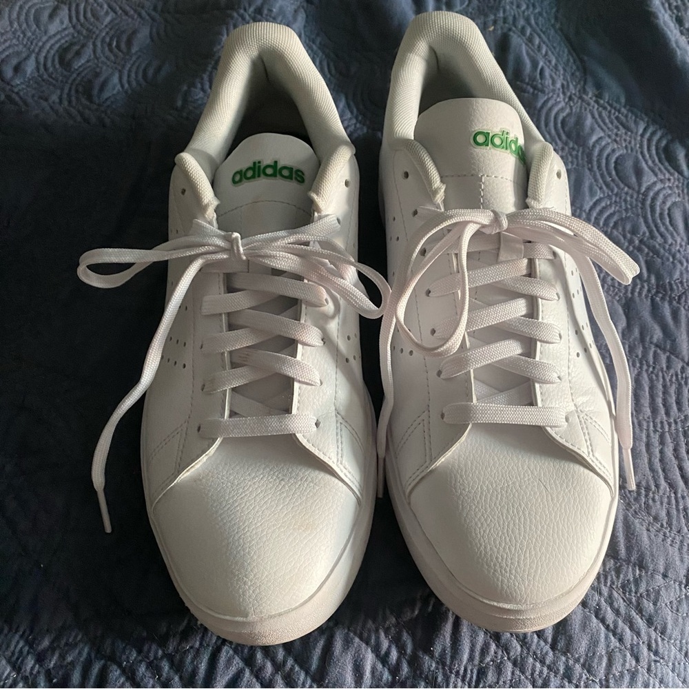 White Green Adidas Advantage 2.0 Classic Sneaker 9 Cloudfoam Comfort Preppy - Picture 10 of 13